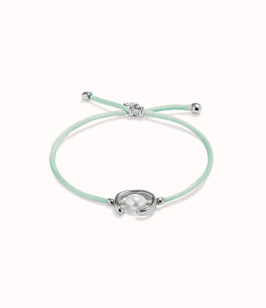 Bracciale in filo verde bluastro con perla shell assortimento placcato argento Sterling.